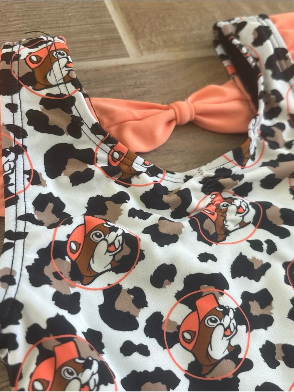 NWT Buc-ee’s Swimsuit  9-12m Infant Baby One-Piece Leopard Beaver Print